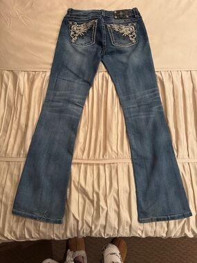 Miss Me Blue Embroidered Back Pocket Flare Jeans